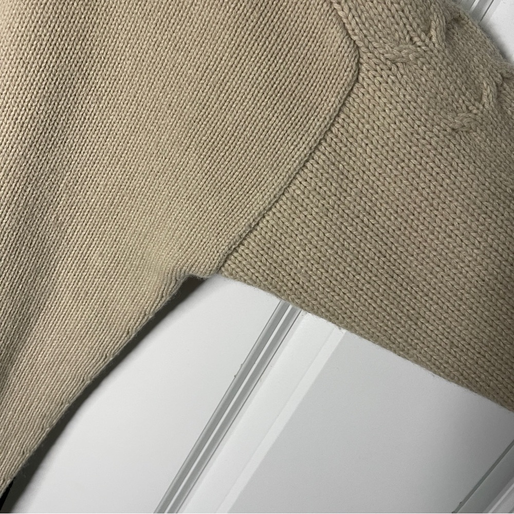Ann Taylor Cashmere Wool Blend Size Large Tan Sweater Oatmeal Boat Neck Cable - Picture 6 of 9